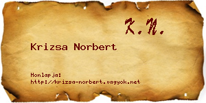 Krizsa Norbert névjegykártya